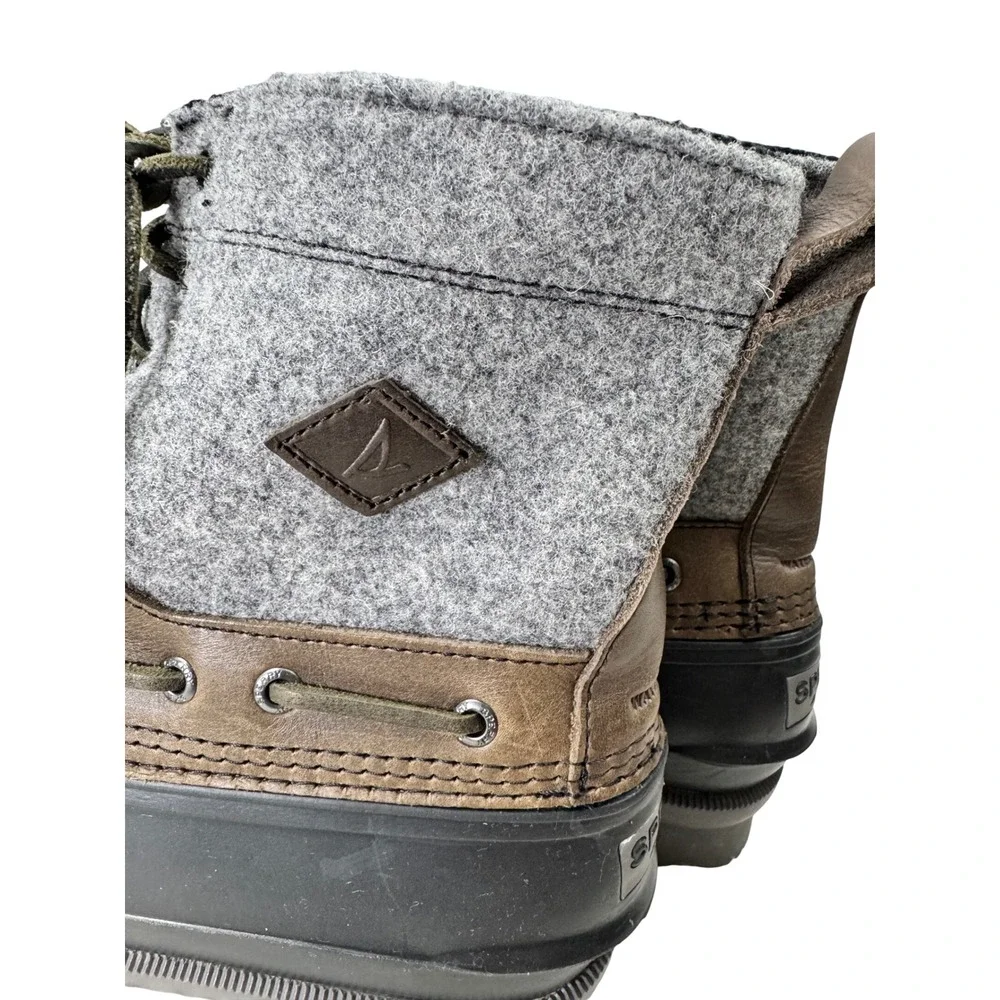 Sperry Avenue Duck Boots Mens 12 Brown Grey Waterproof Wool STS13461 Winter Rain